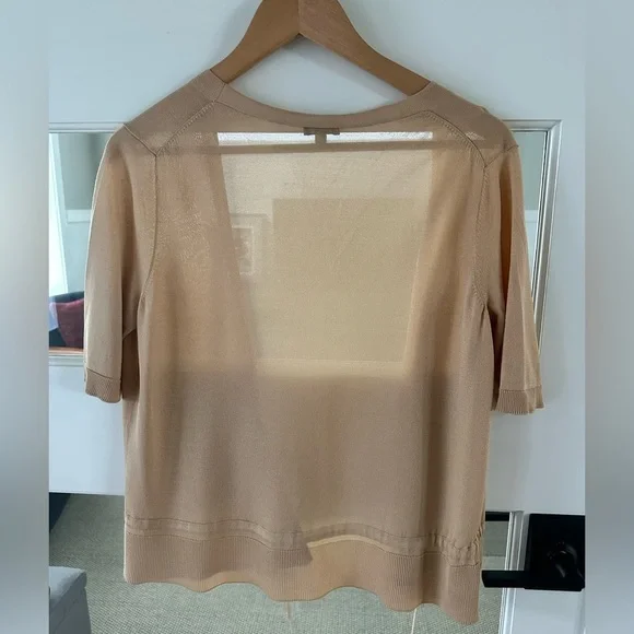 Talbots Gold Tie Front Knit Short Sleeve Top Size Small - Picture 2 of 9